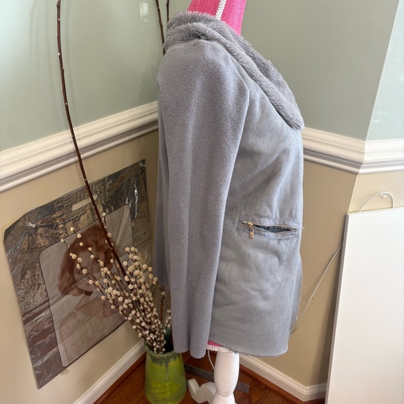 Lola Teddy Jacket Faux Fur cardigan snap closure, pockets - Picture 3 of 7